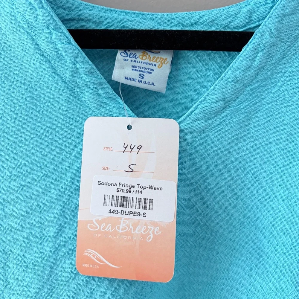 NWT Sea Breeze CA Sedona Fringe Cotton Top Small - Picture 2 of 7